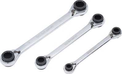 BGS-6837 Ratschen-Ringschlüssel-Satz 4-in-1 SW 8 x 9 - 18 x 19 mm