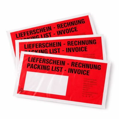 baytronic Dokumententaschen DIN lang "Lieferschein/Rechnung" rot/schwarz 238 x 115 mm