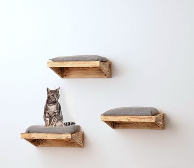 animal-design Wandliege FLAME Katze Holz Wandmontage rustikal Mulde Kletterwand
