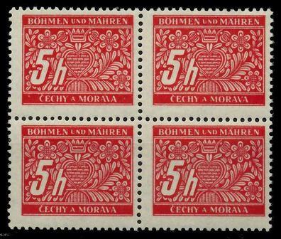 BÖHMEN MÄHREN PORTO Nr 1 postfrisch Viererblock X7B66A6