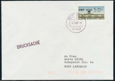 BERLIN ATM 1-050 Drucksache EF FDC X7E466E