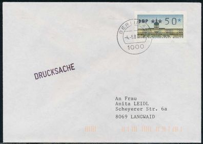 BERLIN ATM 1-050 Drucksache EF FDC X7E4652