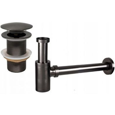 Mexen Graphit Waschtisch-Siphon, Rund, Metall