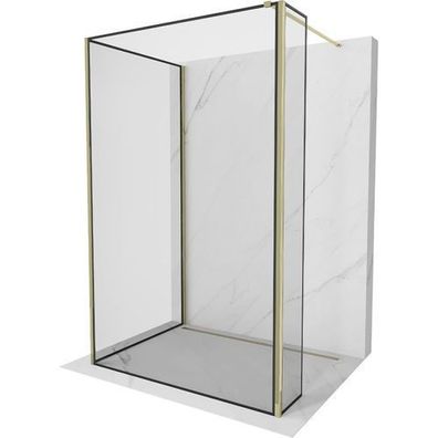 Mexen Kioto Duschwand 3-teilig, Gold, 90x90x40 cm