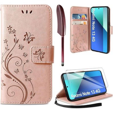 AROYI Hülle Roségold für Redmi Note 13 4G in Lederoptik