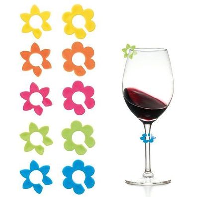 Marker für Gläser und Becher, Blumen, 10 Stück