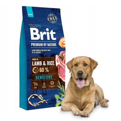 BRIT Premium By Nature Sensitive Lamm Trockenfutter für Hunde, 15 kg