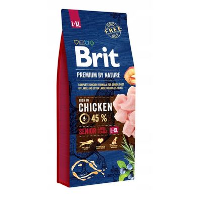 Brit Premium By Nature Trockenfutter für Hunde Senior L XL 15 kg