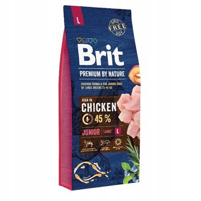 Brit Premium By Nature Junior Trockenfutter für Hunde, große Packung (15 kg)