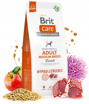 Brit Care Hundefutter hypoallergen, ausgewachsen, mittelgroß, Lamm, 12 kg