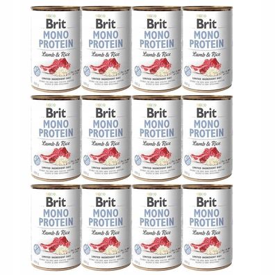 BRIT Mono Protein Lammfleisch mit braunem Reis, 12 x 400 g