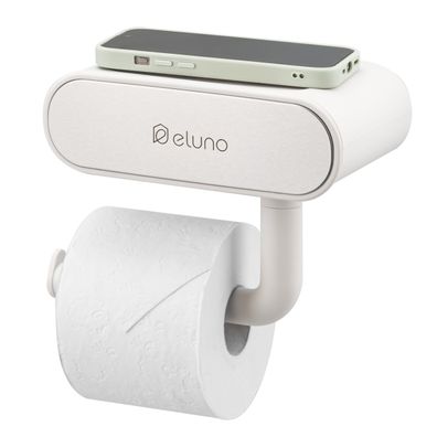 eluno Toilettenpapierhalter ZINOLA 2in1 - mit Ablage und Schublade, Cremeweiß