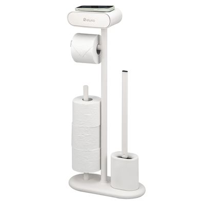 eluno Stand WC-Garnitur ZINOLA 4in1 - freistehende Toilettengarnitur, Cremeweiß
