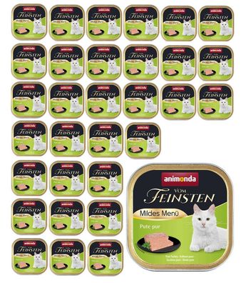 Animonda Vom Feinsten Mildes Menu Pute pur - Nassfutter für Katzen - 32x100 g