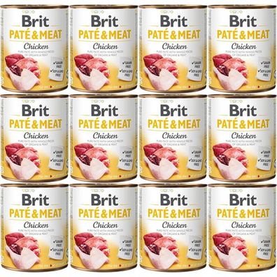 BRIT Pastete & Fleisch Huhn - Nassfutter für Hunde - 12 x 800 g