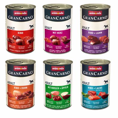 Animonda Grancarno Adult Nassfutter für Hunde, Geschmacksmischung, 6 x 400 g