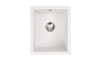 Manestein Granitspüle Junit 38 rechteckig 45,5 x 37,5 cm mit Siphon Weiß
