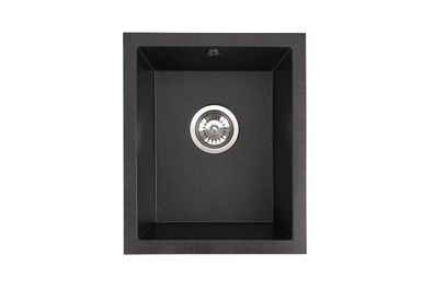 Manestein Granitspüle Junit 38 rechteckig 45,5 x 37,5 cm mit Siphon Schwarz