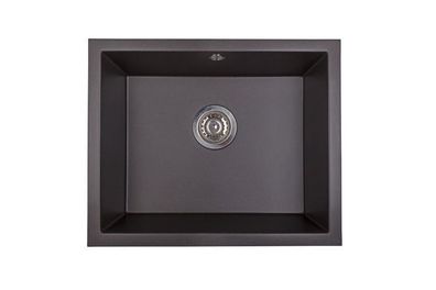 Manestein Granitspüle Junit 56 rechteckig 55,3 x 45,5 cm mit Siphon Schwarz
