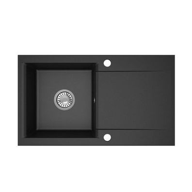 Manestein Granitspüle Luna 76 rechteckig 76 x 44 cm mit Abtropffläche Schwarz