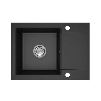 Manestein Granitspüle Luna 59 rechteckig 59 x 44 cm mit Abtropffläche Schwarz