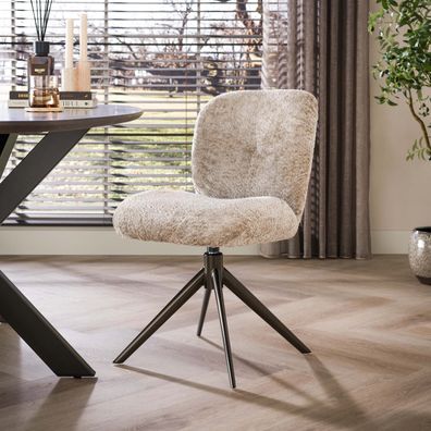 Stuhl Drehbar 2-er pack - 48 x 60 x 84 cm - Alura sand-braun / Bouclé sand