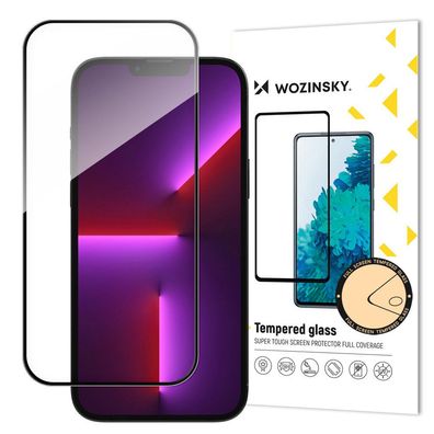 Vollflächiges gehärtetes Glas mit Rahmen für iPhone 15 Pro, schwarz
