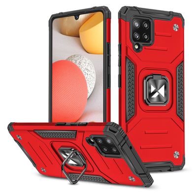 Gepanzerte Schutzhülle + magnetische Halterung Samsung Galaxy A42 5G Ring Armor rot