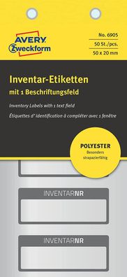 AVERY Zweckform 6905 Polyester Inventaretiketten (stark selbstklebend, strapazierbar,