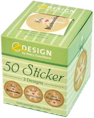 AVERY Zweckform 56827 Aufkleber Weihnachten 50 Stück (Weihnachtssticker, Papiersticke