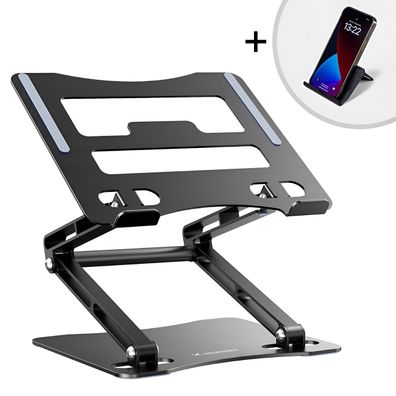 SET: Laptopständer aus Aluminium + Smartphone-Ständer - Schwarz