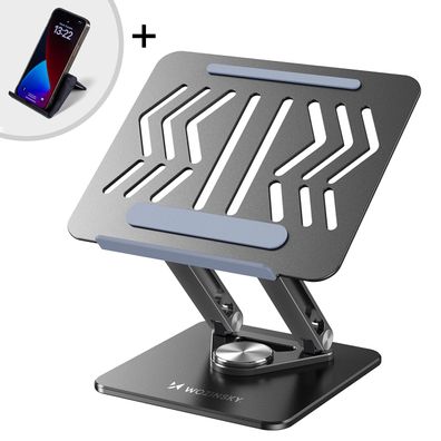 SET: 360°-Laptopständer aus Aluminium + Smartphone-Ständer - Schwarz