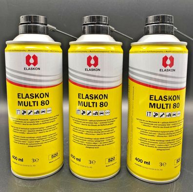3x Elaskon Multi 80 Spray 400ml Rostlöser silikonfrei Waffenöl Schmiermittel