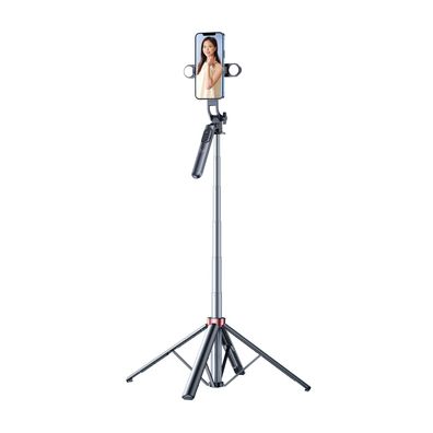 Teleskop-Selfie-Stick mit Doppellampe und Handyhalterung, 1,75 m