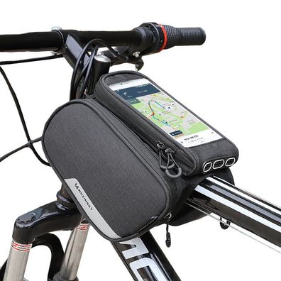 Rahmentasche für Fahrräder + abnehmbare Handyhülle bis 6,5 Zoll, 1,5 l, schwarz