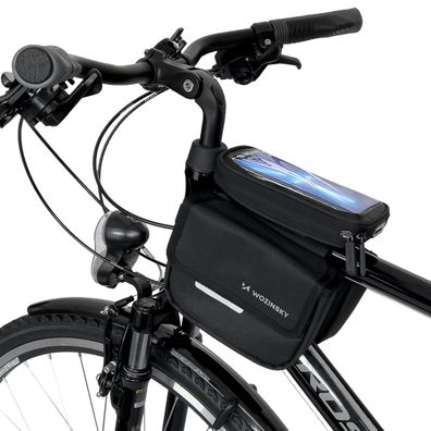 Fahrradrahmentasche, Fahrradtasche, wasserdichte Handyhülle, 1,5 l, schwarz