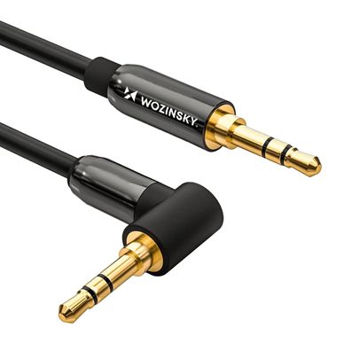 AUX-Kabel, abgewinkelt, Miniklinkenstecker (Stecker auf Stecker), 2 m, schwarz