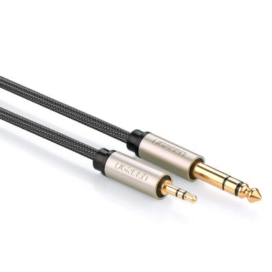 TRS-Audio-Adapterkabel, Mini-Klinke 3,5 mm auf Klinke 6,35 mm, 2 m, grau