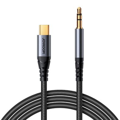 Stereo-Audiokabel für Handys (AUX 3,5-mm-Miniklinke - USB-C, 1,2 m, schwarz)
