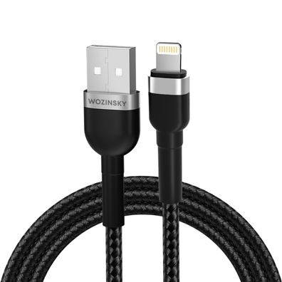 Geflochtenes Kabel für iPhone USB-A - Lightning 2,4 A 2 m schwarz
