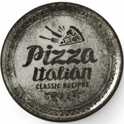 Rezeptkollektion: Schwarze Porzellan-Pizzateller, Durchmesser 33 cm - 6er-Set