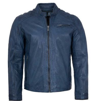Jilani Collection - Herren Lederjacke Lammnappa blau