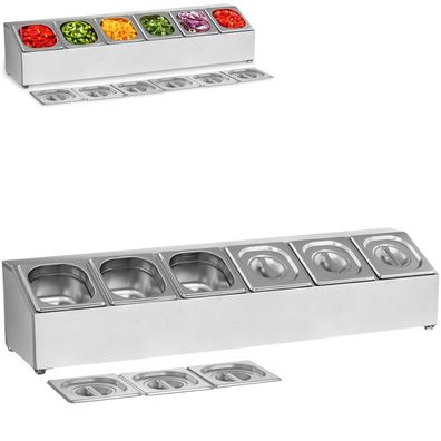 Präsentationsständer für 6 GN 1/6-Behälter + Behälter mit Deckel