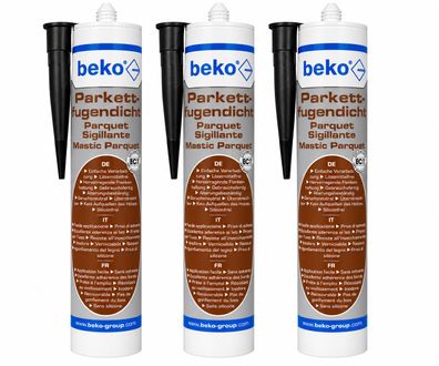 3x Beko Parkettfugendicht schwarz Parkett Laminat Dichtmasse Fuge 310ml