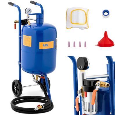 Mobile Saugstrahlanlage mit Druckregelung 60-125 psi 40 l