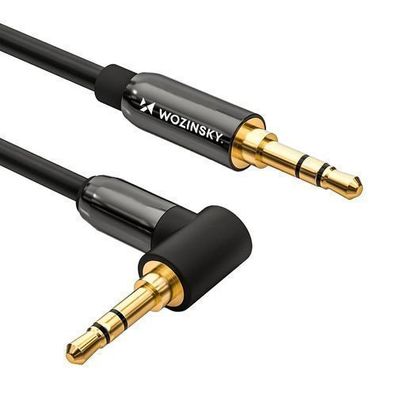 Wozinsky Winkel-AUX-Kabel (männlich-männlich), 2m, schwarz, Mini-Jack für Audio