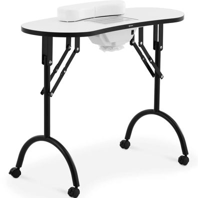 Manikürtisch mit Staubabsaugung, klappbar, auf Rollen, 90 x 42 x 73 cm, weiß