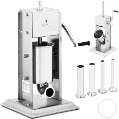 Vertikaler, manueller Wurstfüller, Edelstahl, 3 l + 4 Trichter