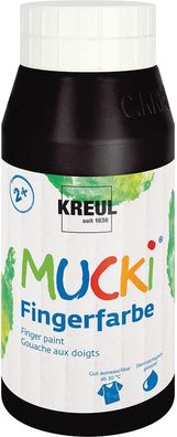 KREUL 23212 - Mucki leuchtkräftige Fingerfarbe, 750 ml in schwarz, auf Wasserbasis, p