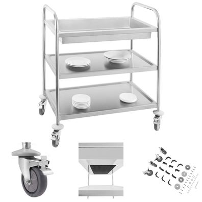 Royal Catering Servierwagen aus Edelstahl - 3 Ablagen